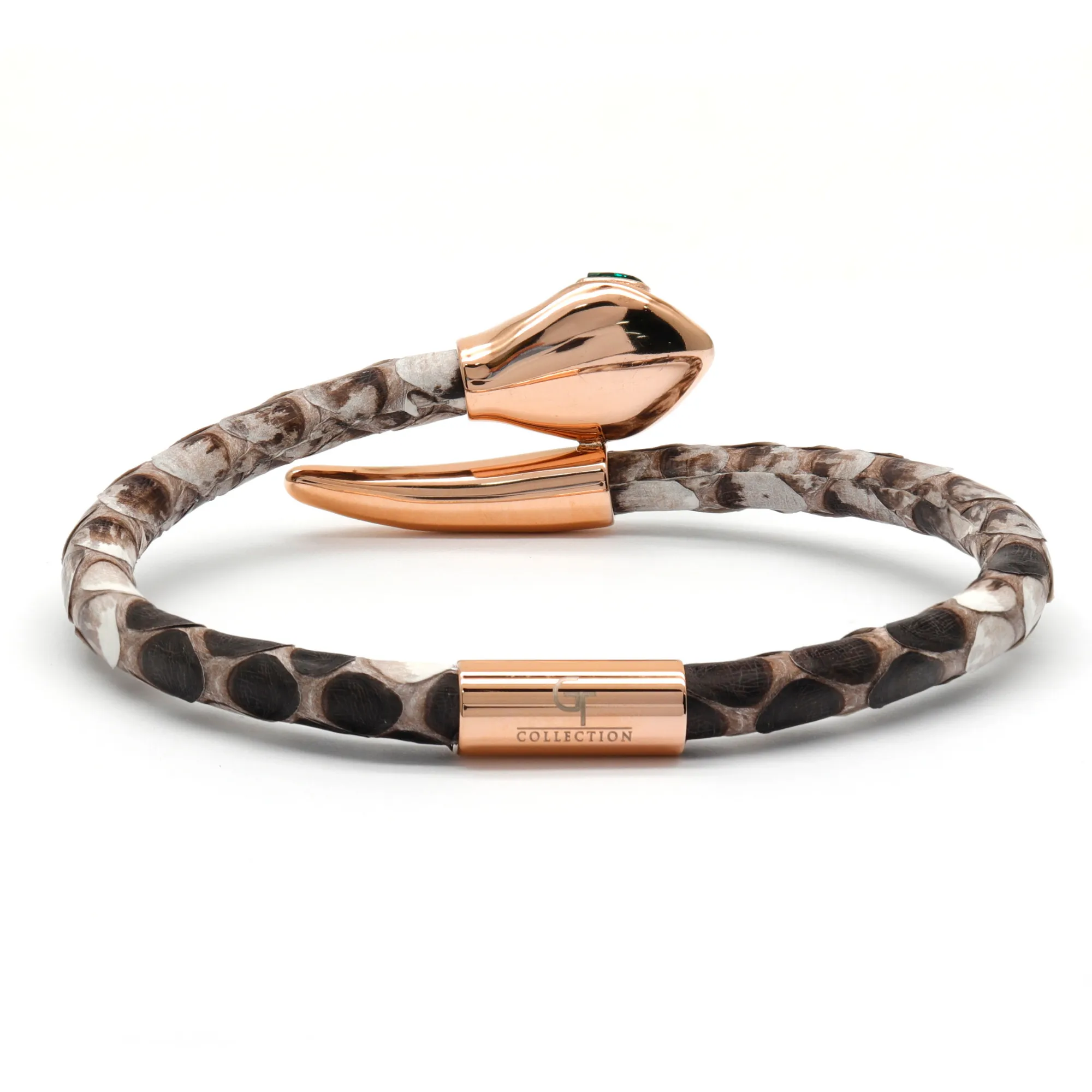 Snake Head Bracelet - Natural Python with Zircon