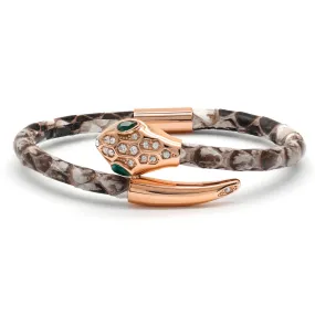 Snake Head Bracelet - Natural Python with Zircon