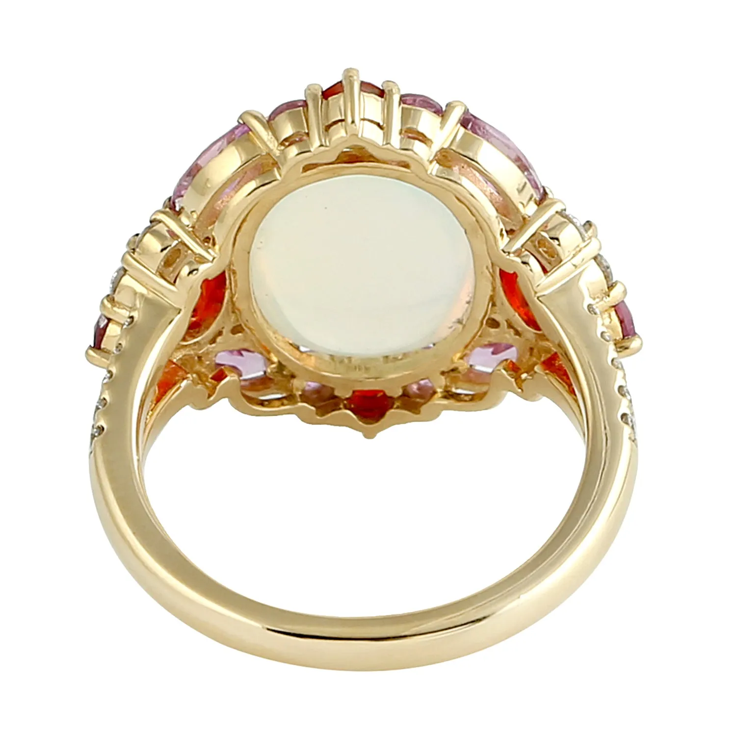 Solid 18k Gold  OpalEthopian Fire Opal Sapphire Cocktail Ring