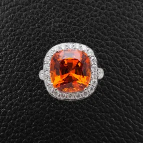 Spessartite Garnet and Diamond Ring