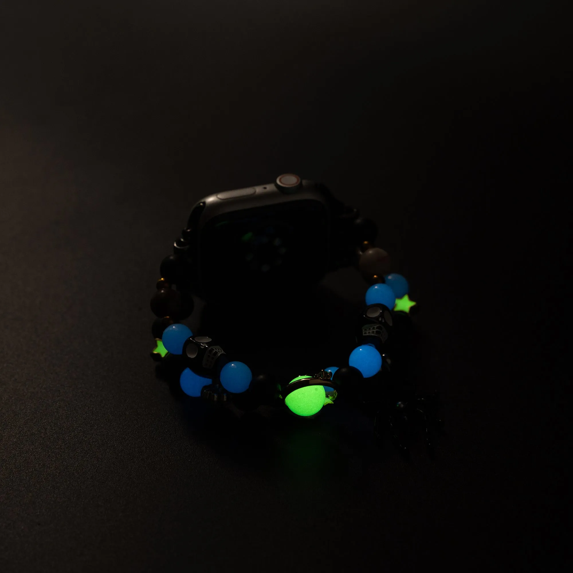 Spooky Spider Luminous Beaded Watch Band