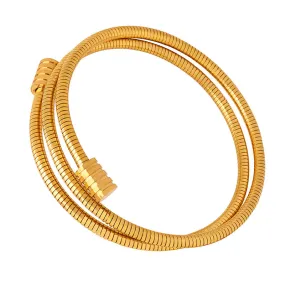 Stacked Gold-Plated Bracelet with Snake Bone Chain