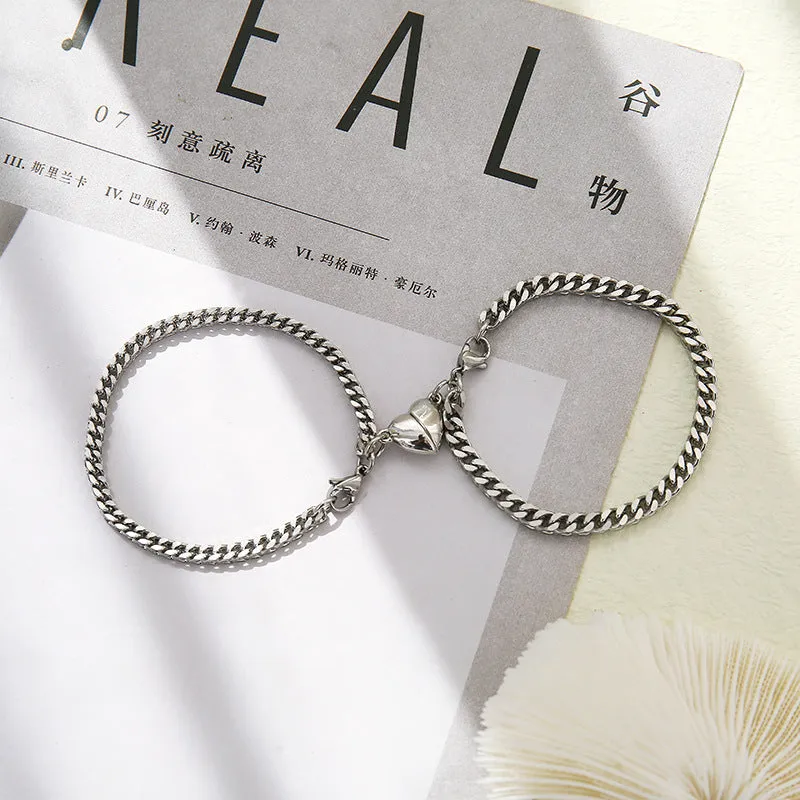 Stainless Steel Couple Magnet Couple Bracelet