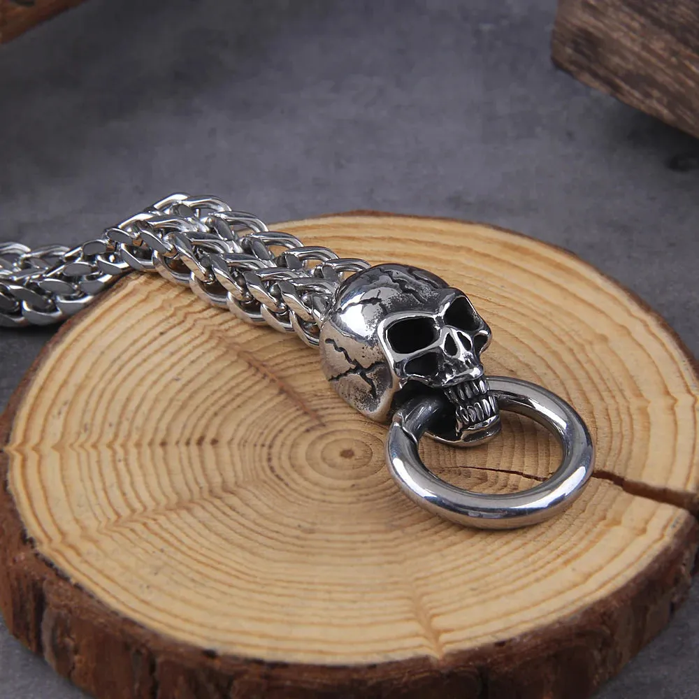 Stainless Steel Nordic Double Skull Head Viking Bracelet