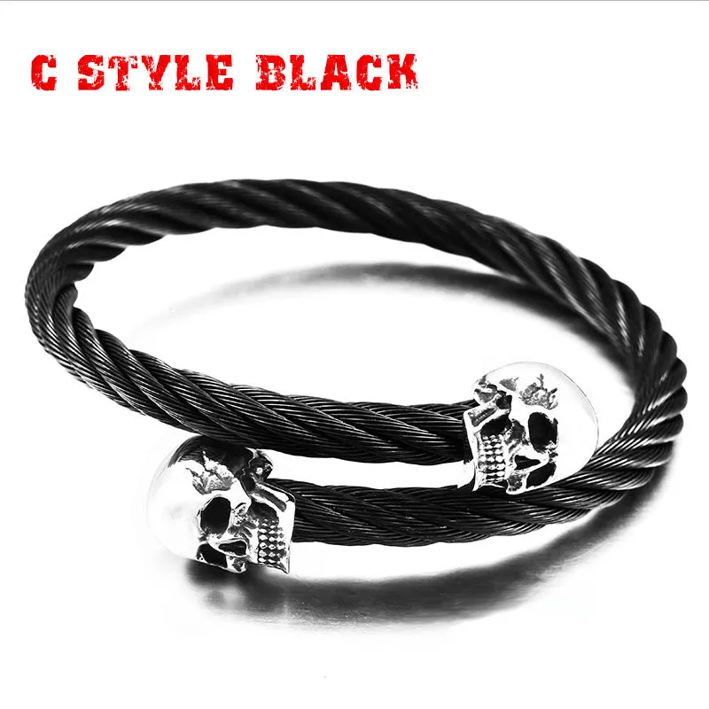 Stainless Steel Skull Bracelet - European and American Locomotive Style Jewelry for Trendsetting Men