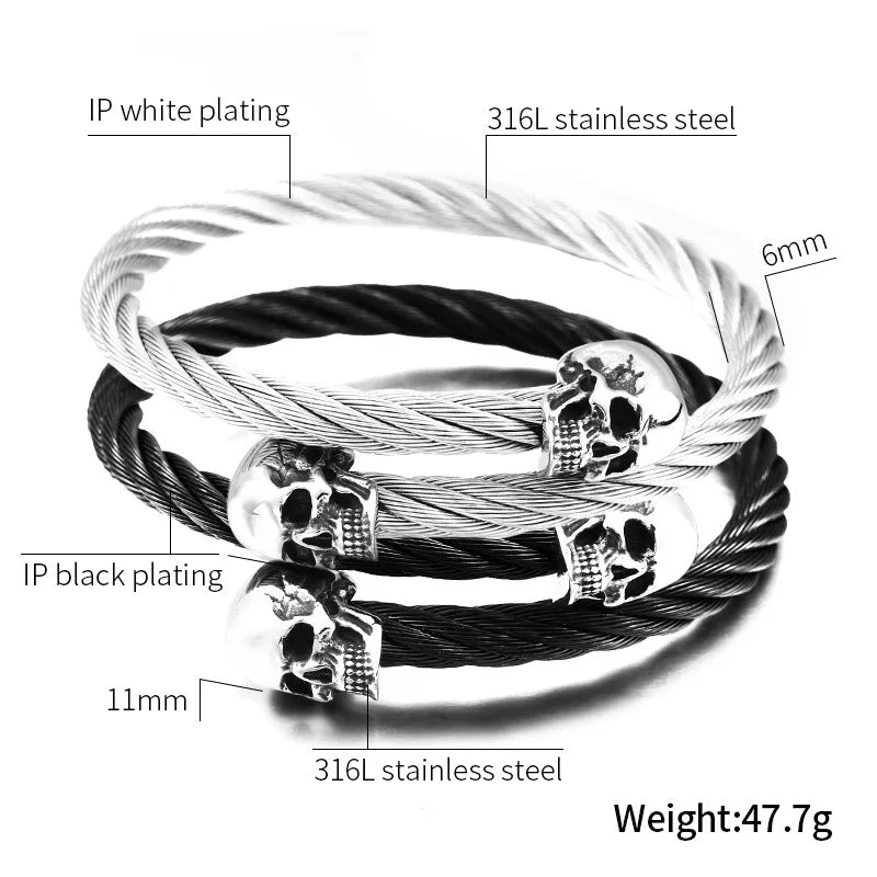 Stainless Steel Skull Bracelet - European and American Locomotive Style Jewelry for Trendsetting Men