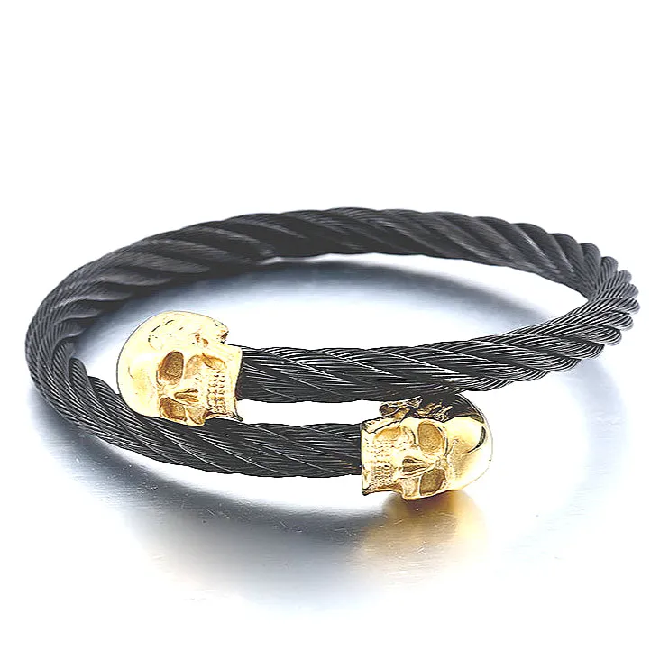 Stainless Steel Skull Bracelet - European and American Locomotive Style Jewelry for Trendsetting Men