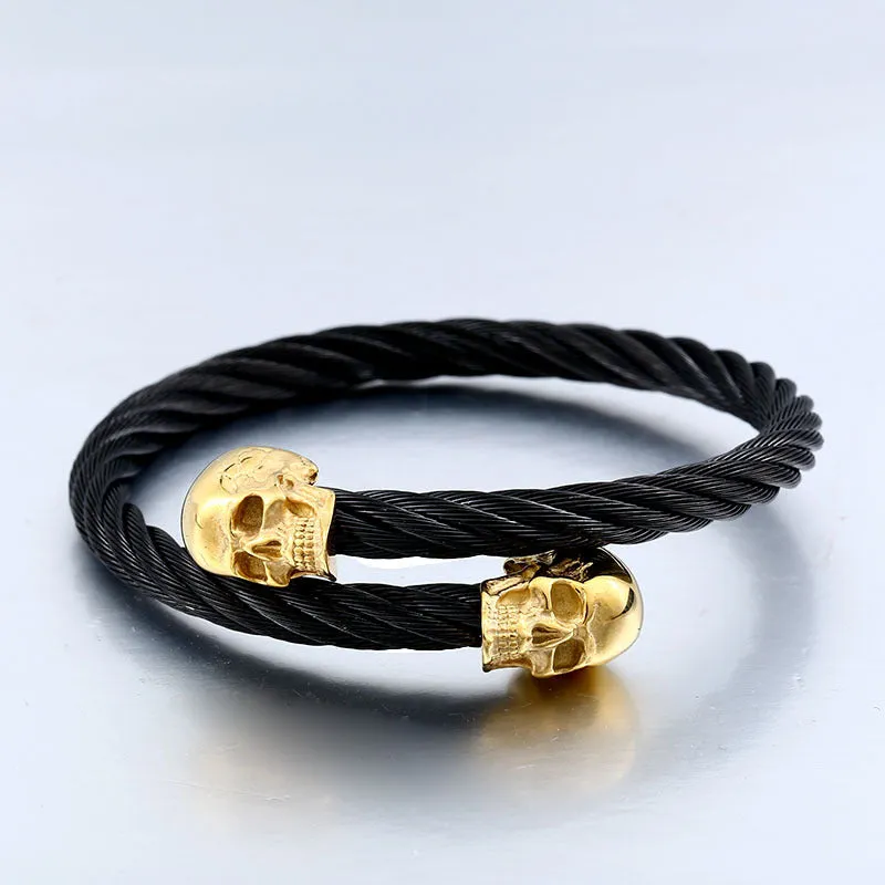 Stainless Steel Skull Bracelet - European and American Locomotive Style Jewelry for Trendsetting Men