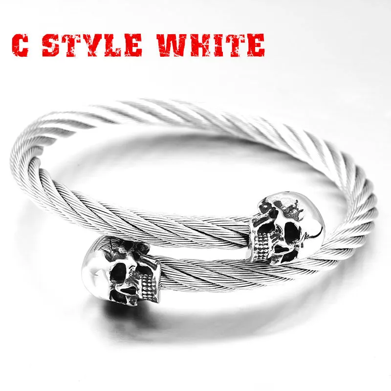 Stainless Steel Skull Bracelet - European and American Locomotive Style Jewelry for Trendsetting Men