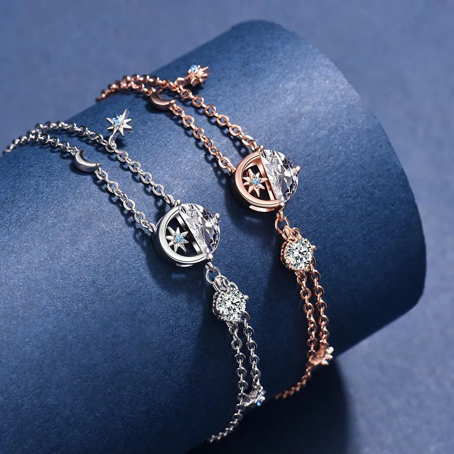 Star Ocean with Zircon Silver Bracelet for Women