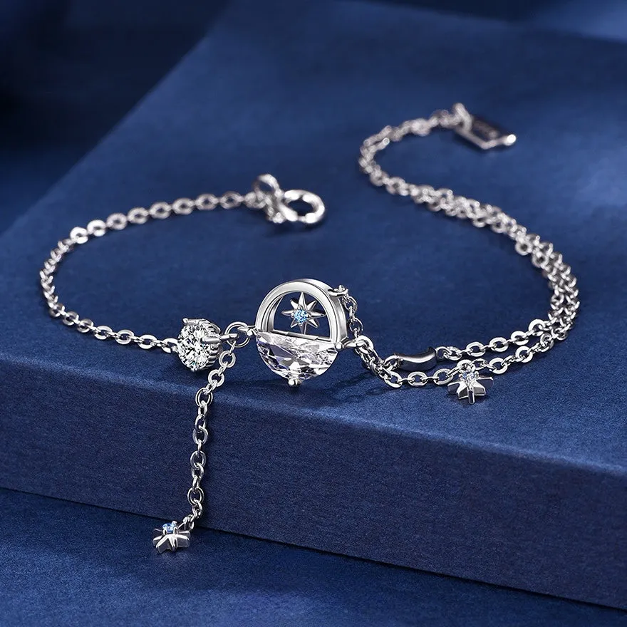 Star Ocean with Zircon Silver Bracelet for Women