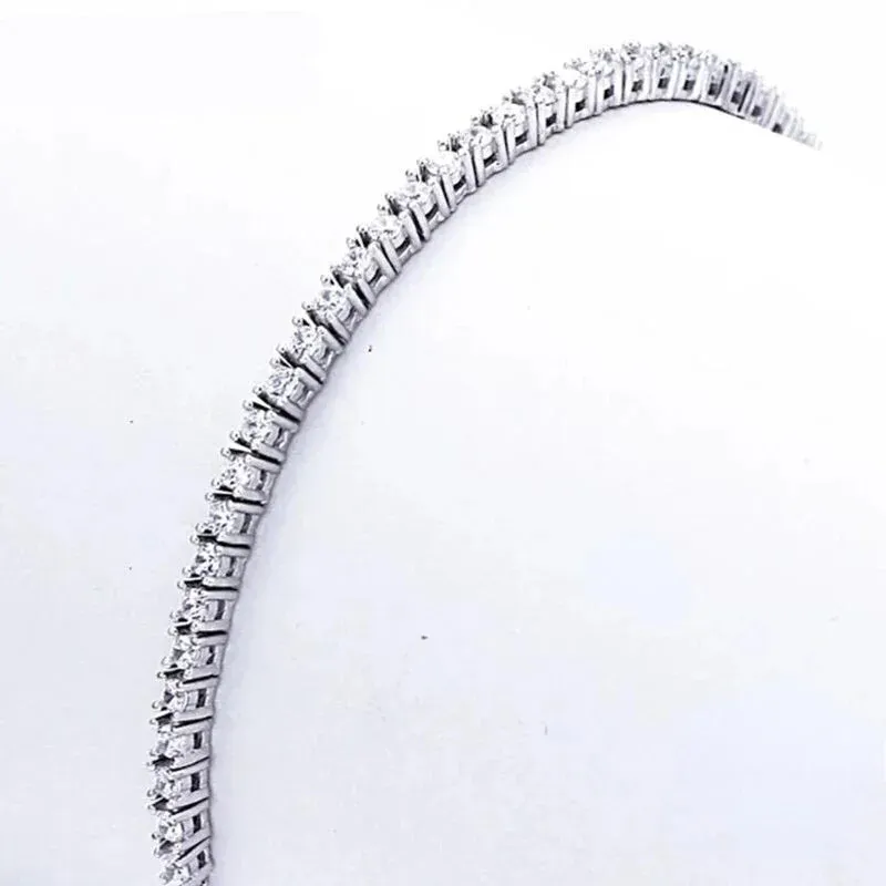 Sterling 925 Silver Jewelry 16cm to 19cm Tennis Bracelet 2mm Zirconia Anniversary Gift Genuine Sterling Silver Bracelet