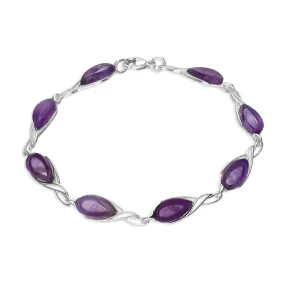 Sterling Silver Amethyst Celtic Teardrop Bracelet