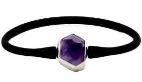 Sterling Silver Amethyst Gemstone Rubber Bracelet