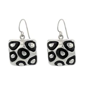 Sterling Silver Black Enamel Dangle Earrings