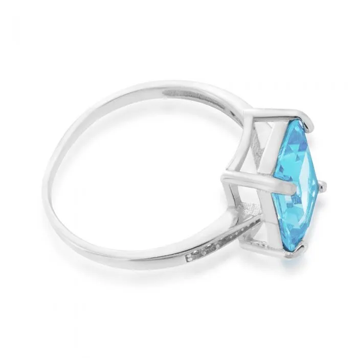 Sterling Silver Blue Topaz Ring with Zirconia Accent