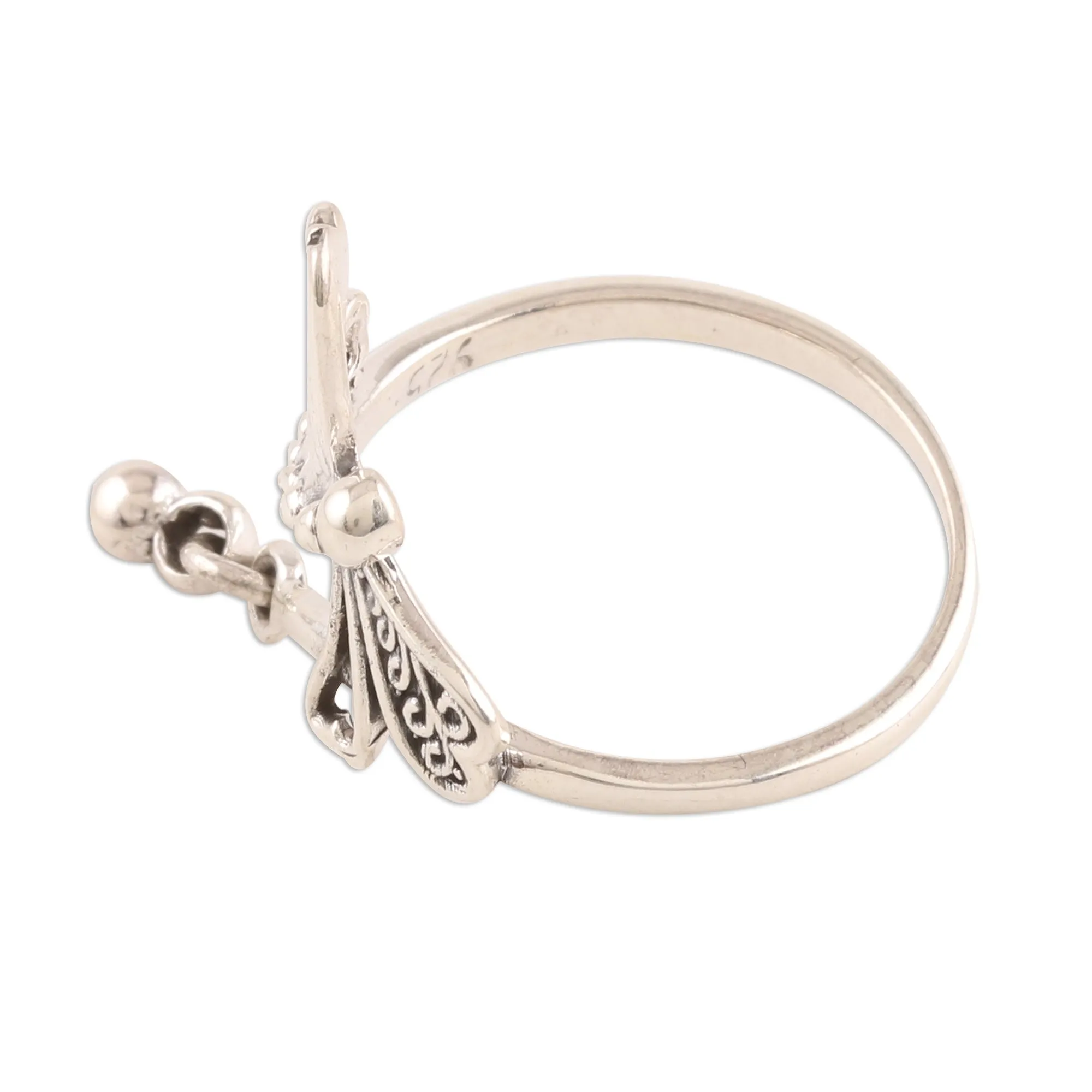 Sterling Silver Dragonfly Cocktail Ring from India - Dragonfly Fantasy | NOVICA