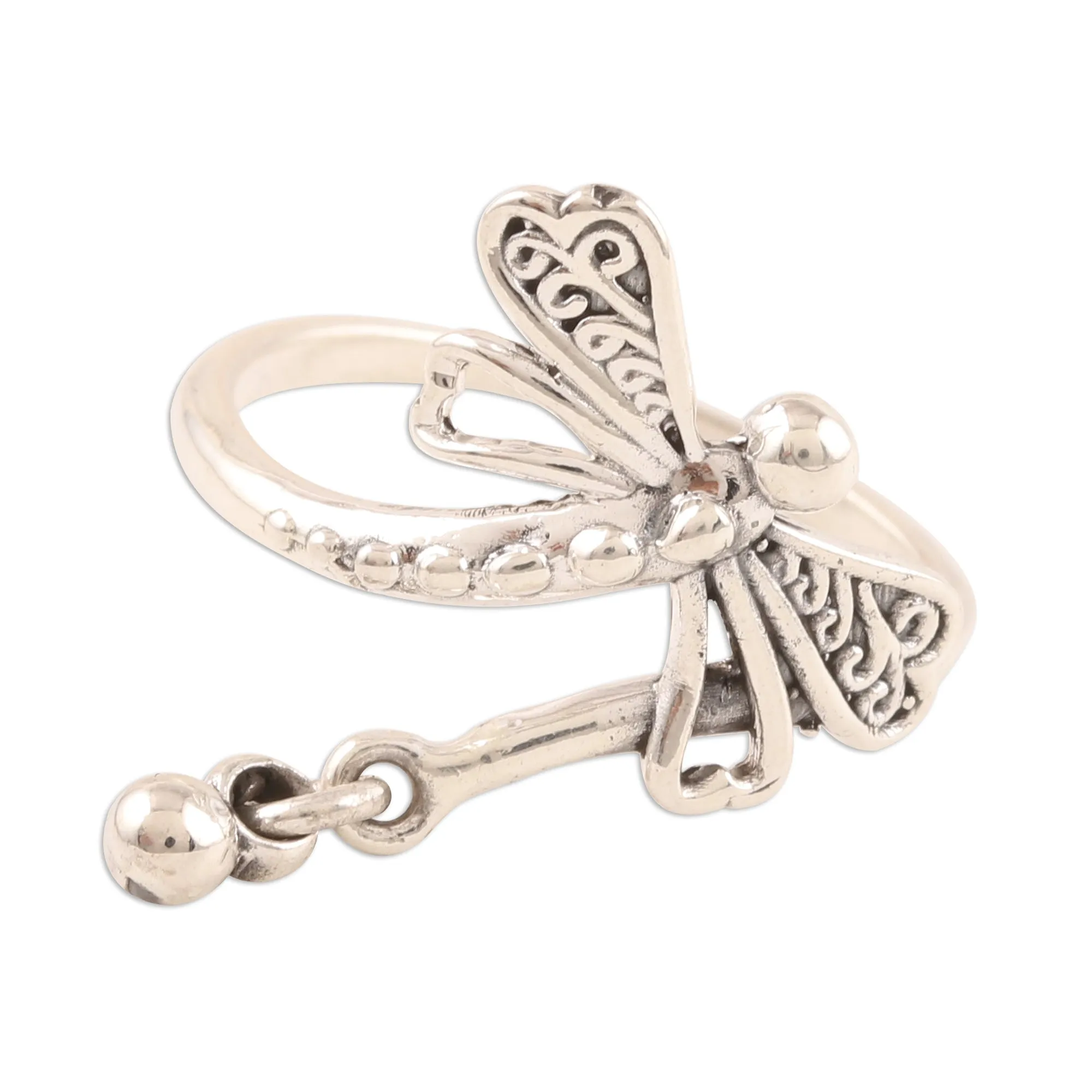 Sterling Silver Dragonfly Cocktail Ring from India - Dragonfly Fantasy | NOVICA