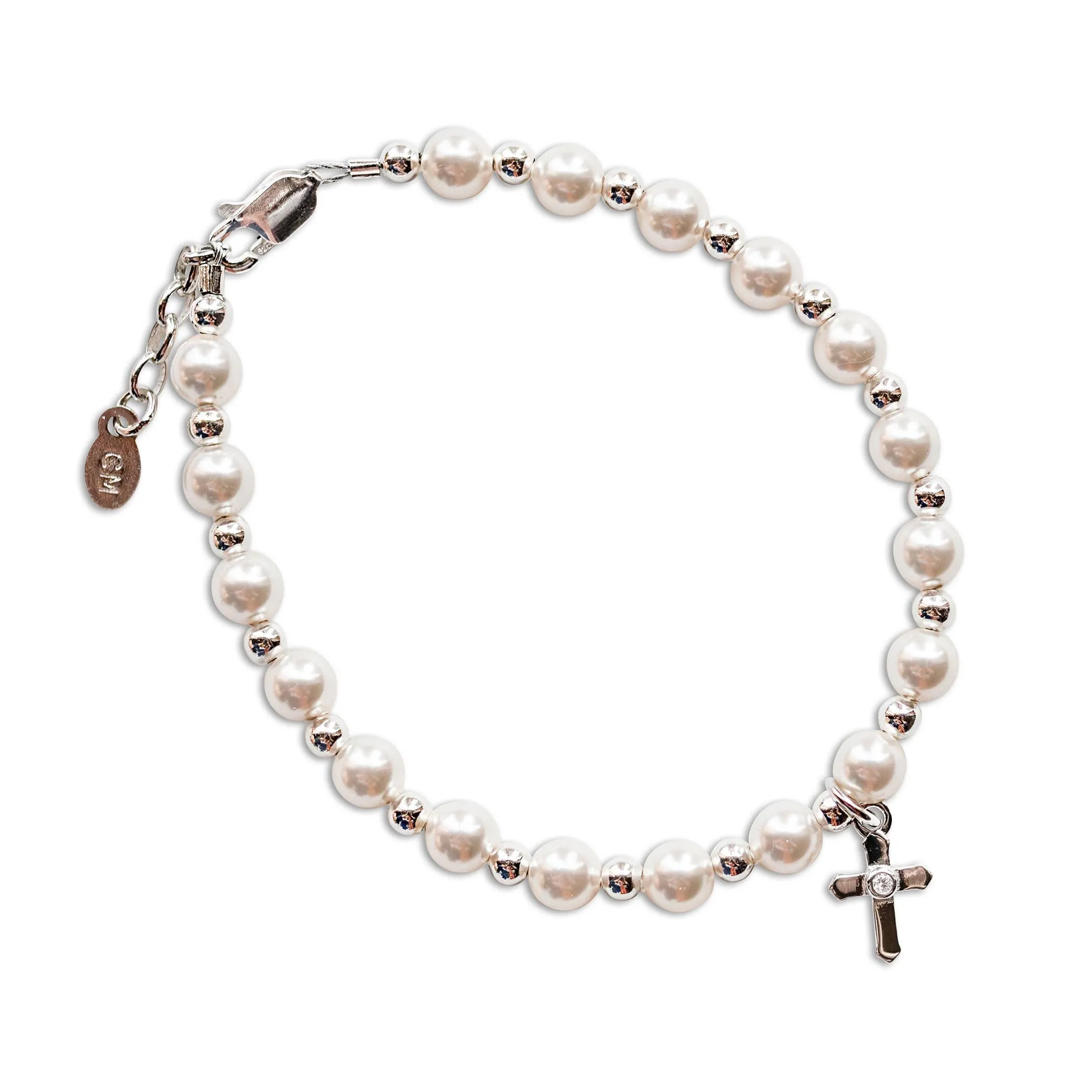 Sterling Silver Girls First Communion Cross Bracelet