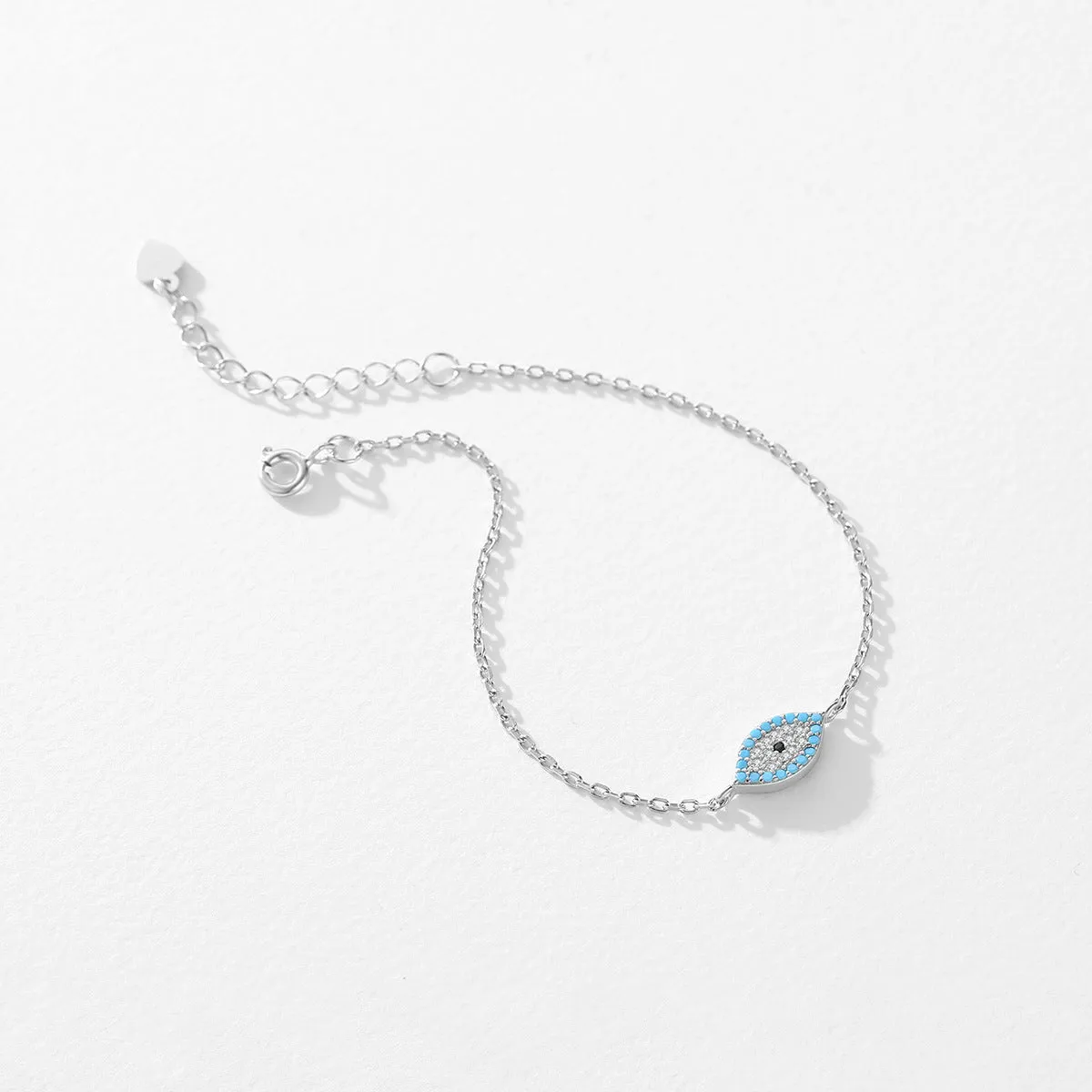 Sterling Silver Turquoise and Zircon Devil Eye Bracelet