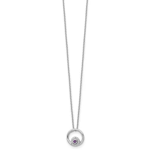 Sterling Silver White Ice Diamond and Amethyst Necklace