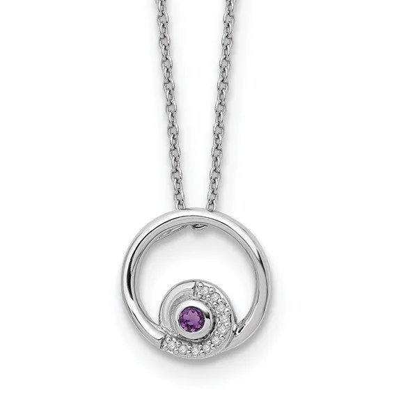 Sterling Silver White Ice Diamond and Amethyst Necklace