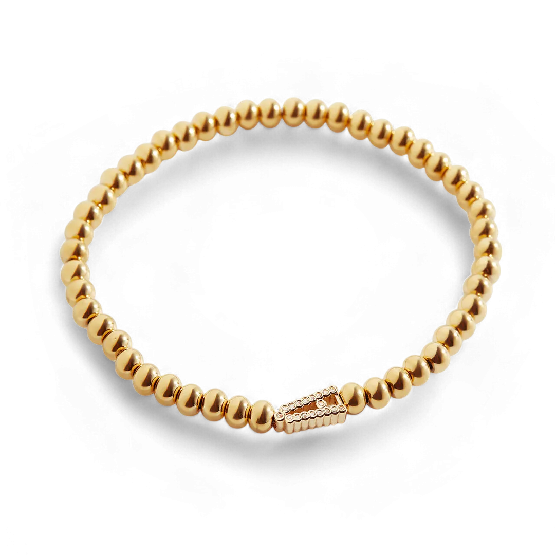 Stretch Diamond Initial Beaded Bracelet