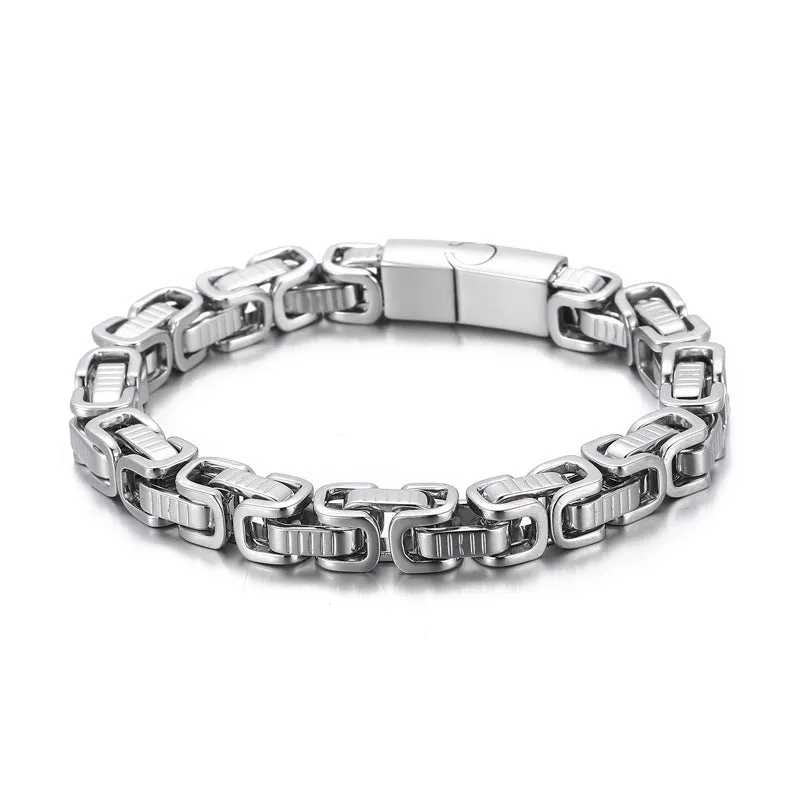 Stylish Men's Striped Titanium Steel Bracelet - European and American Hip-Hop Fashion