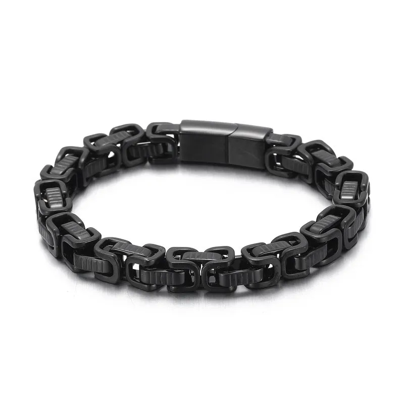 Stylish Men's Striped Titanium Steel Bracelet - European and American Hip-Hop Fashion