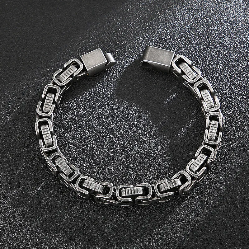 Stylish Men's Striped Titanium Steel Bracelet - European and American Hip-Hop Fashion