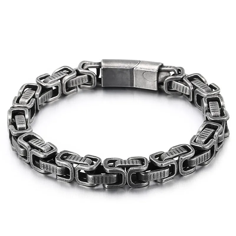 Stylish Men's Striped Titanium Steel Bracelet - European and American Hip-Hop Fashion