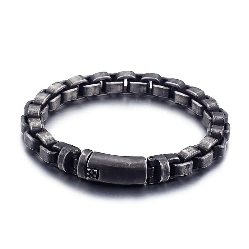 Stylish Men's Titanium Steel Bracelet - Retro Personalized Stainless Steel Hand Jewelry for Everyday Wear