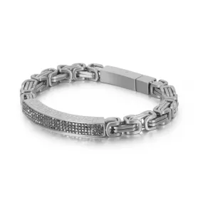 Stylish Stainless Steel Zircon Men's Bracelet - Creative Emperor Chain Inspired by Japanese and Korean Street Trends