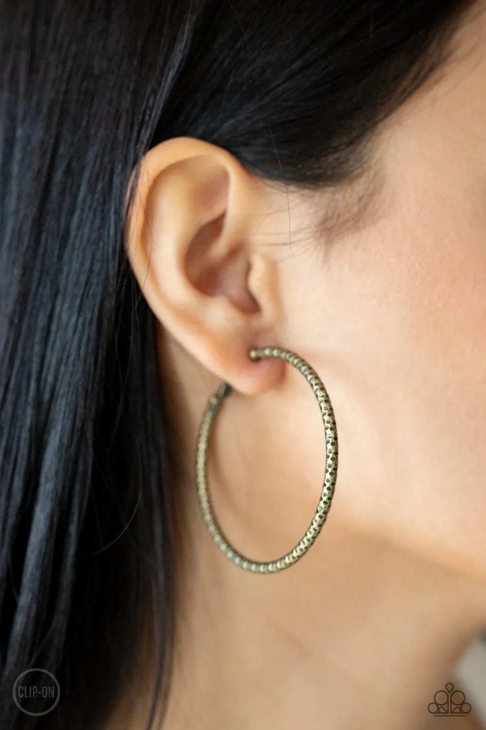 Subtly Sassy - Brass Earrings - Paparazzi Accessories