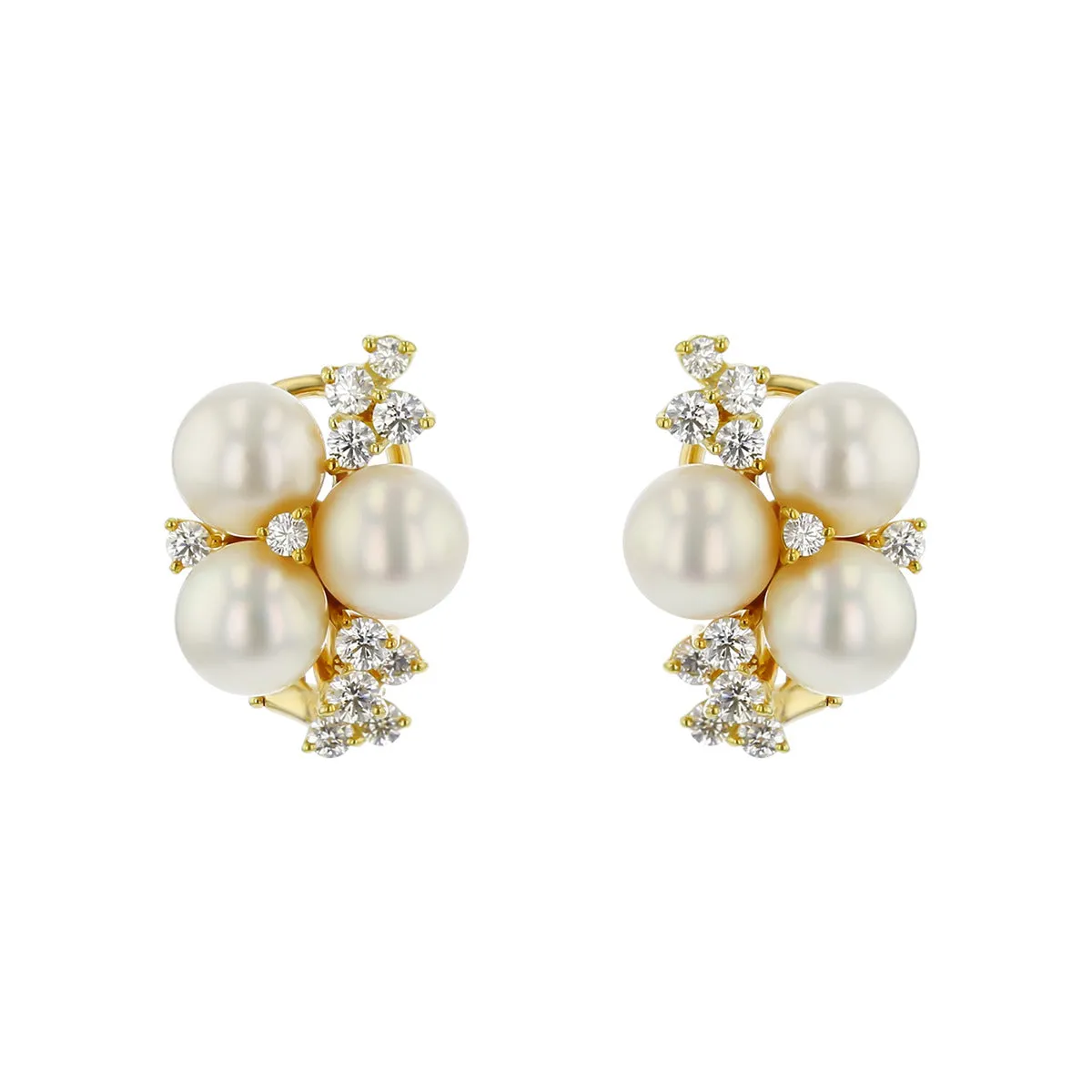 Suna Bros. Cultured Pearl and Diamond Clip-on Earrings