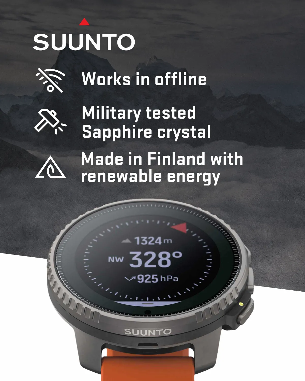 Suunto Vertical Adventure GPS Watch, All Black, Large Screen, Offline Maps with Wearable4U Power Bank SQ Bundle