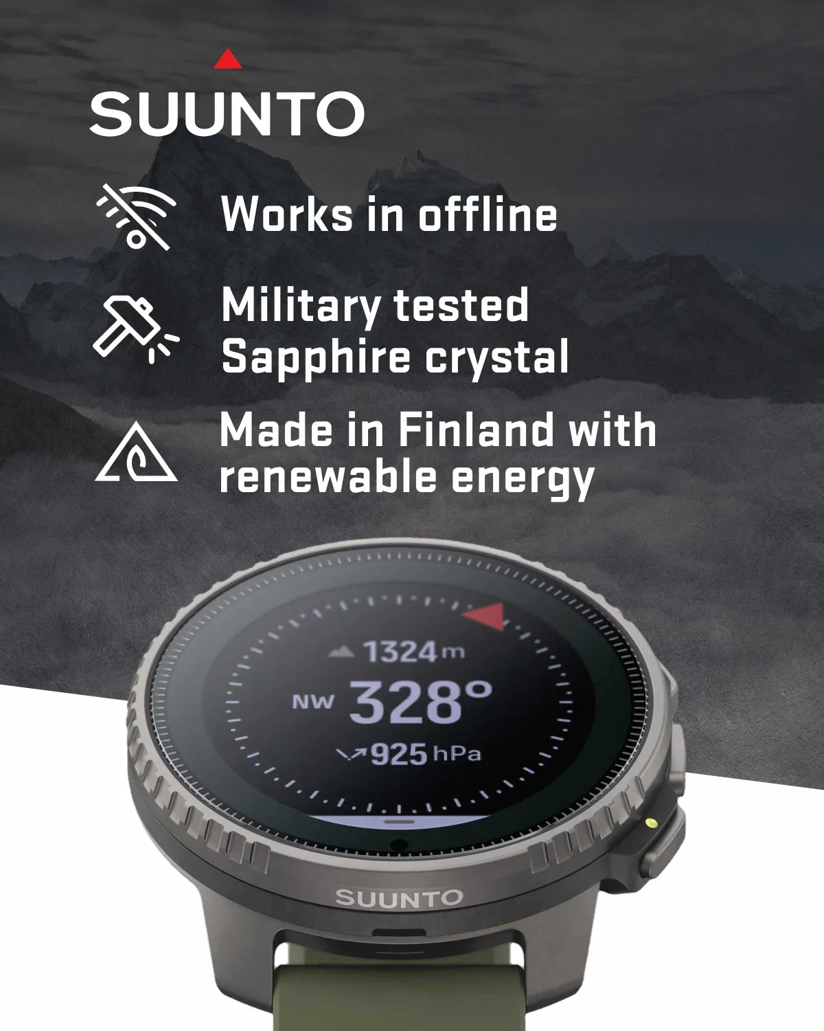 Suunto Vertical Adventure GPS Watch, All Black, Large Screen, Offline Maps with Wearable4U Power Bank SQ Bundle