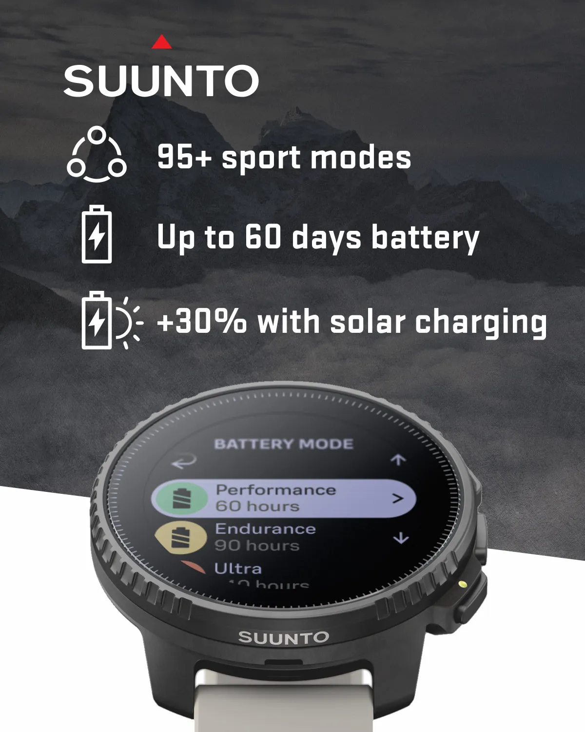 Suunto Vertical Adventure GPS Watch, All Black, Large Screen, Offline Maps with Wearable4U Power Bank SQ Bundle