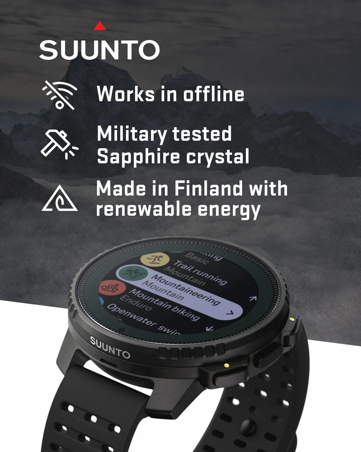 Suunto Vertical Adventure GPS Watch, All Black, Large Screen, Offline Maps with Wearable4U Power Bank SQ Bundle