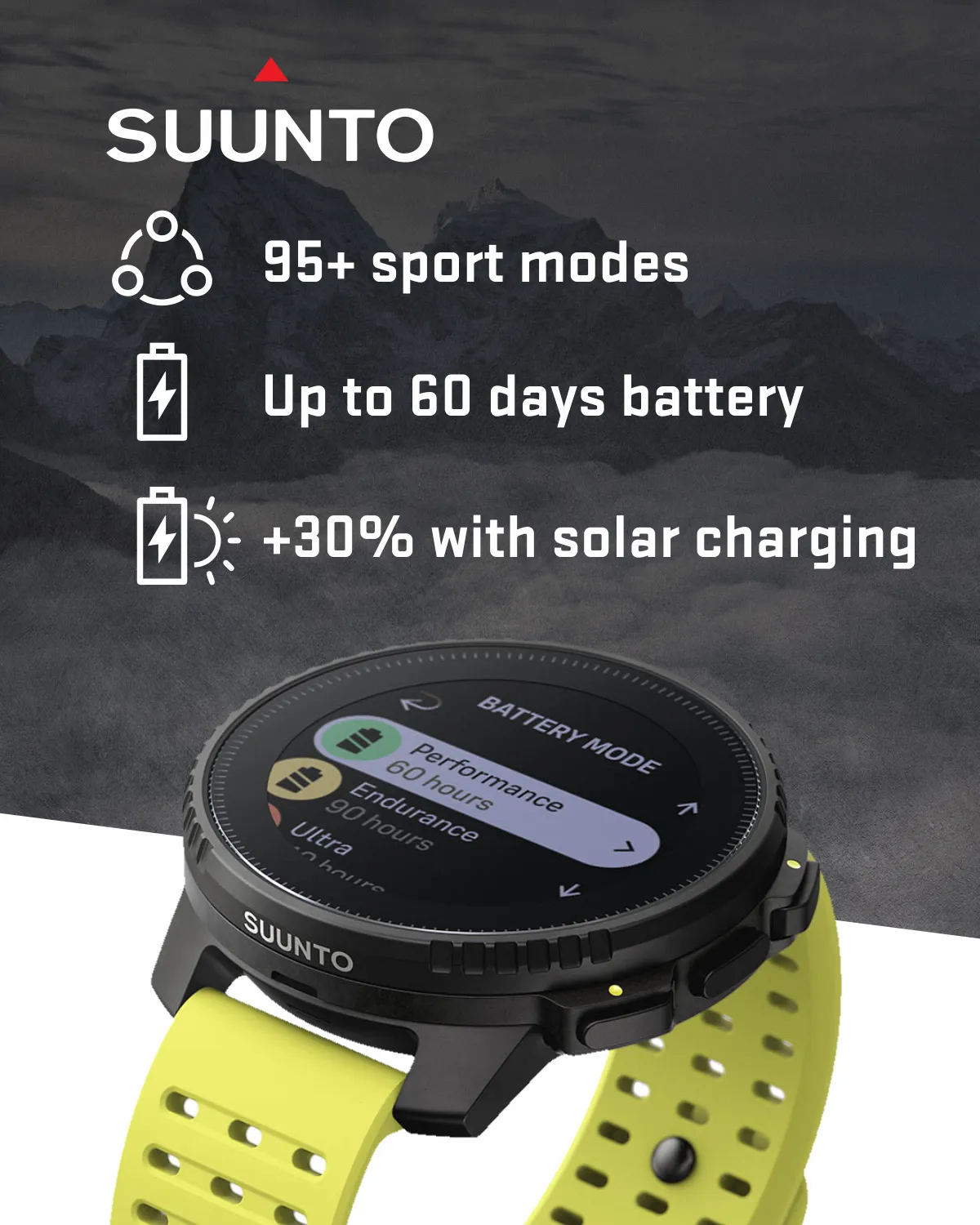 Suunto Vertical Adventure GPS Watch, All Black, Large Screen, Offline Maps with Wearable4U Power Bank SQ Bundle