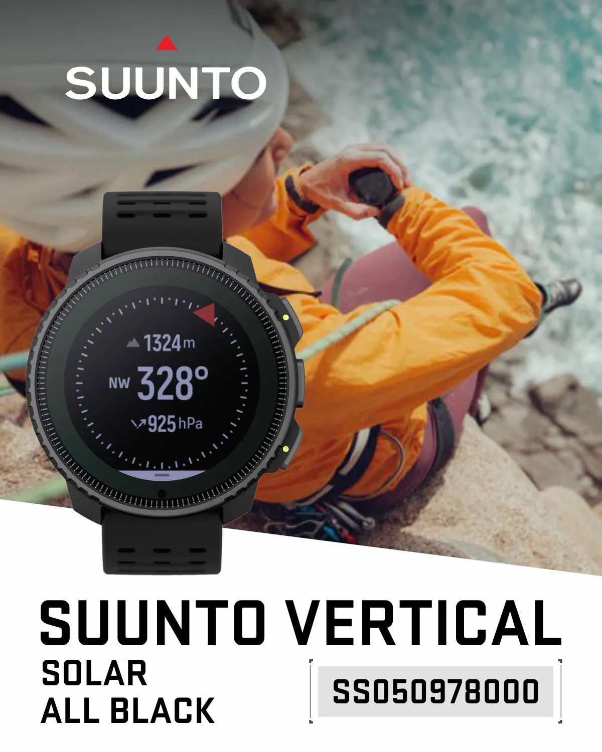 Suunto Vertical Adventure GPS Watch, All Black, Large Screen, Offline Maps with Wearable4U Power Bank SQ Bundle