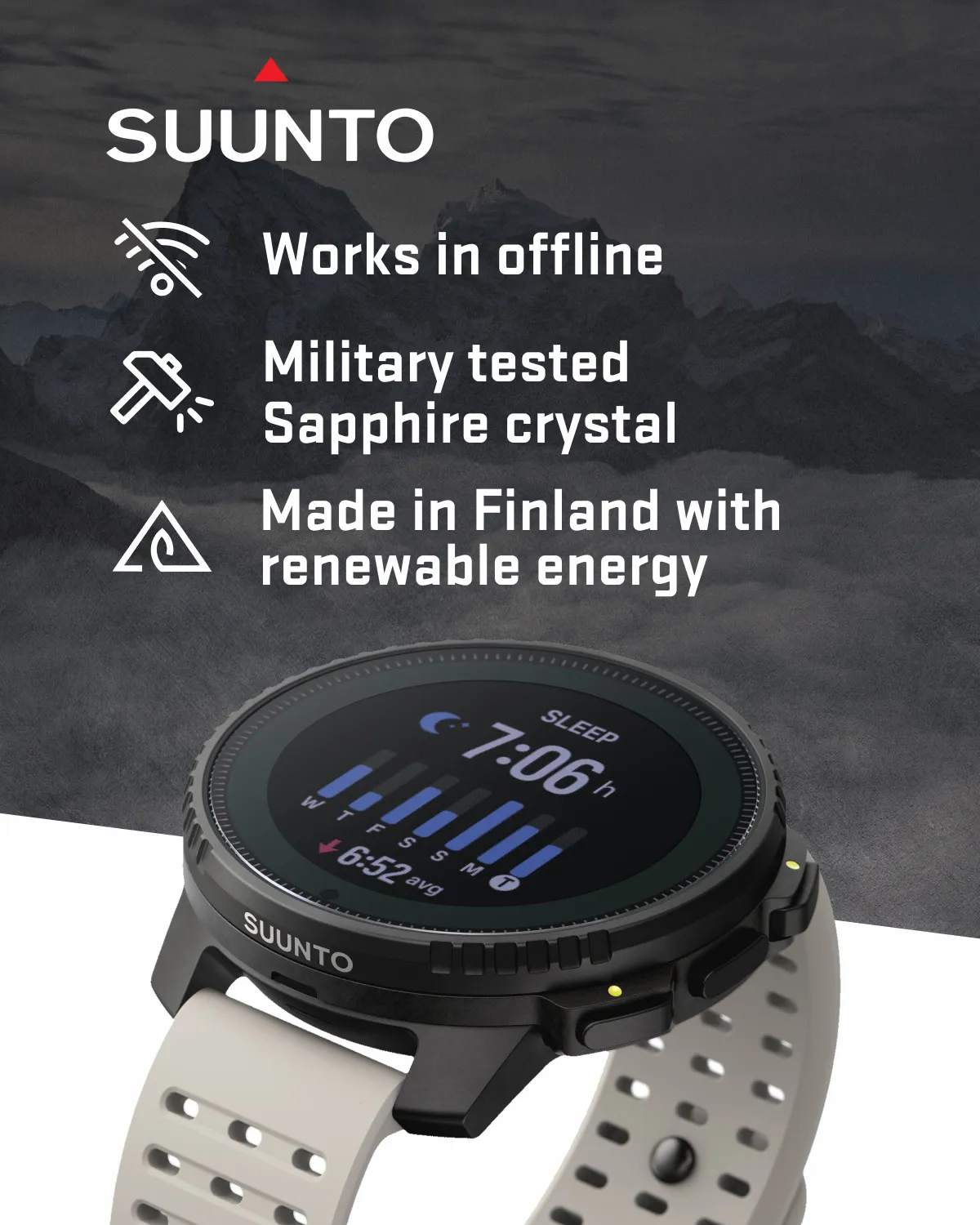 Suunto Vertical Adventure GPS Watch, All Black, Large Screen, Offline Maps with Wearable4U Power Bank SQ Bundle