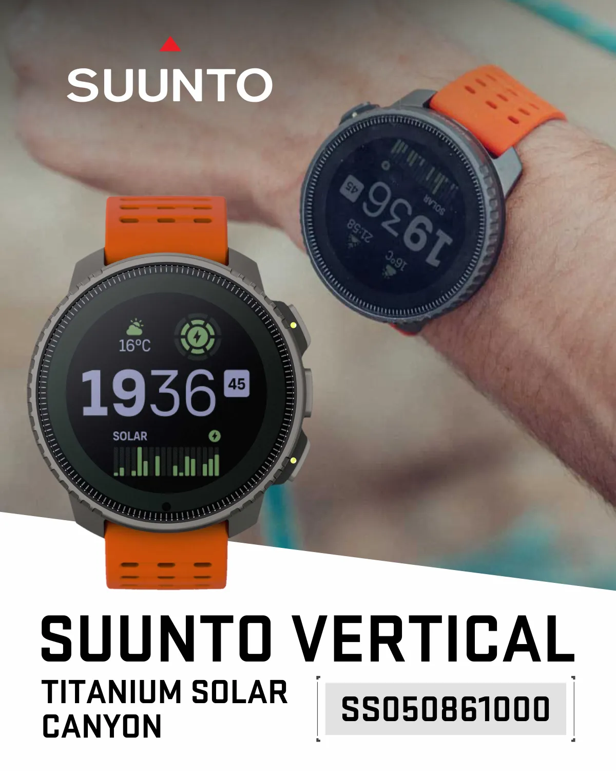 Suunto Vertical Adventure GPS Watch, All Black, Large Screen, Offline Maps with Wearable4U Power Bank SQ Bundle