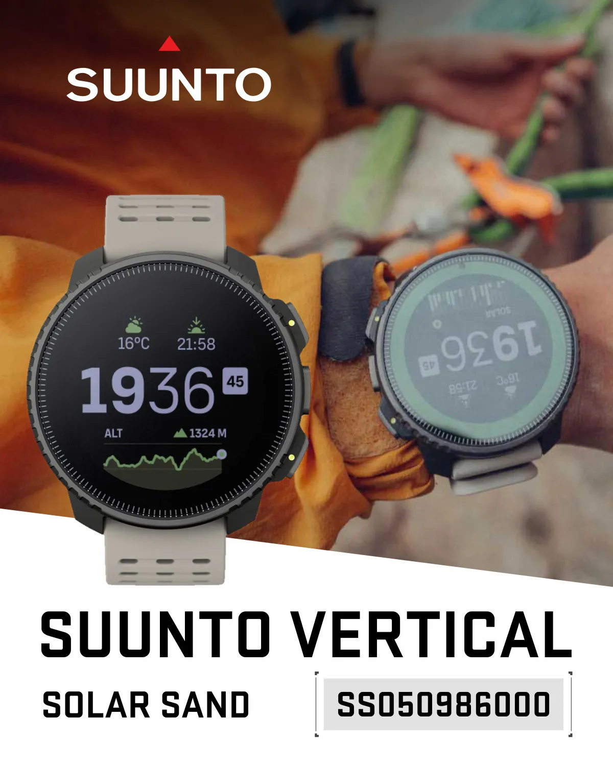 Suunto Vertical Adventure GPS Watch, All Black, Large Screen, Offline Maps with Wearable4U Power Bank SQ Bundle