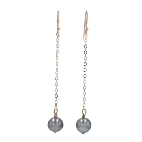 Tahitian Pearl Drop Earrings in Yellow Gold