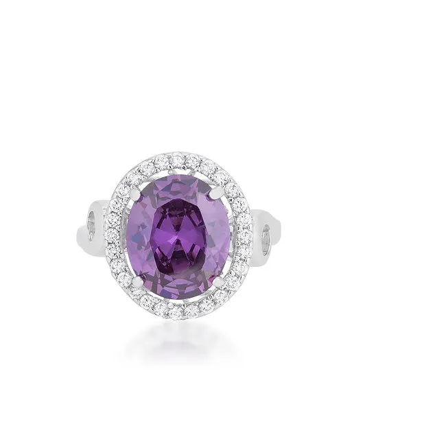 Tarika 5ct Amethyst Purple Oval Halo Cocktail Ring  | 5.3ct