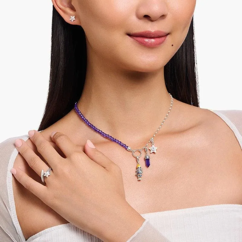 Thomas Sabo Necklace - Violet Imitation Amethyst Beads - Silver