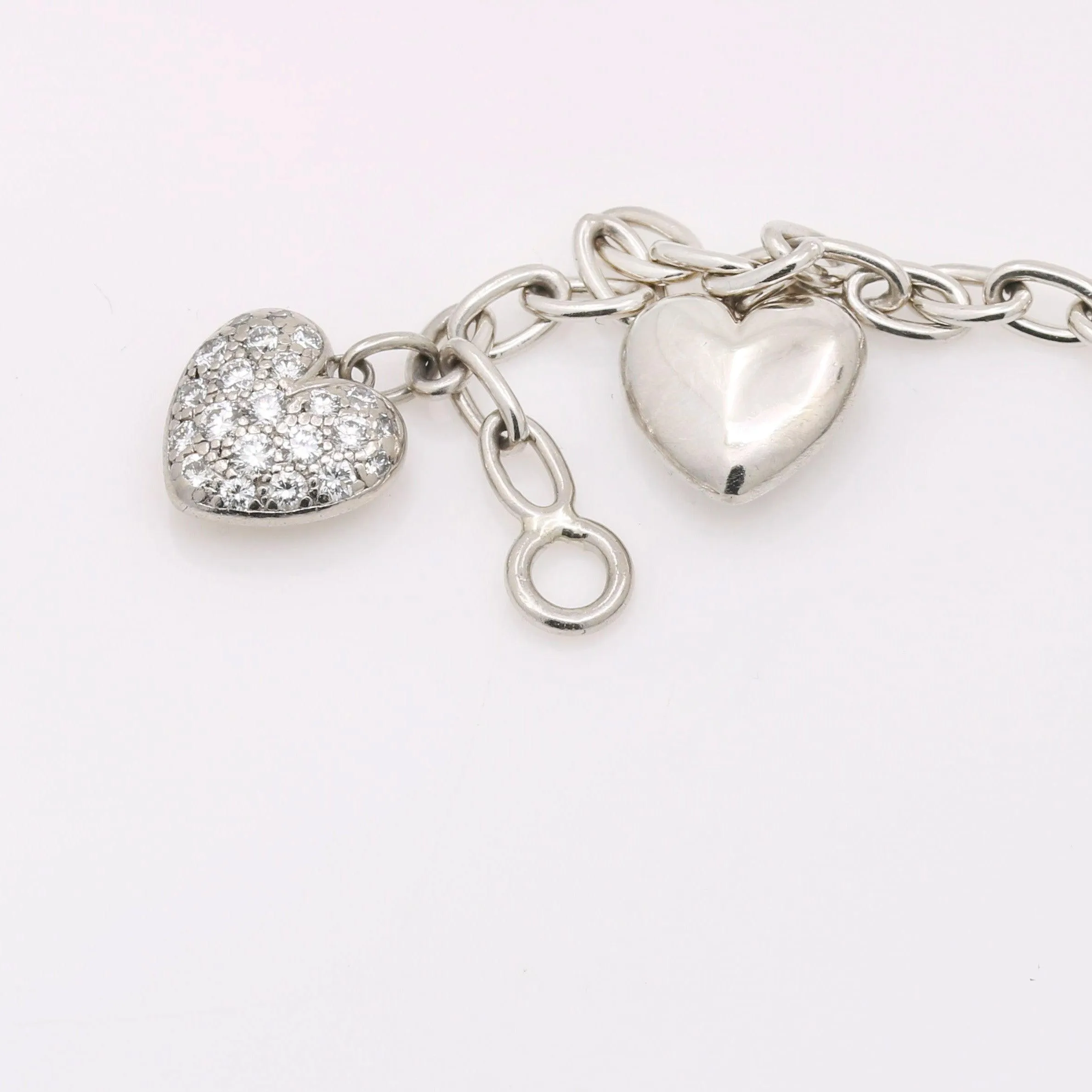 Tiffany & Co. Pave Diamond Hearts Charm Bracelet in Platinum