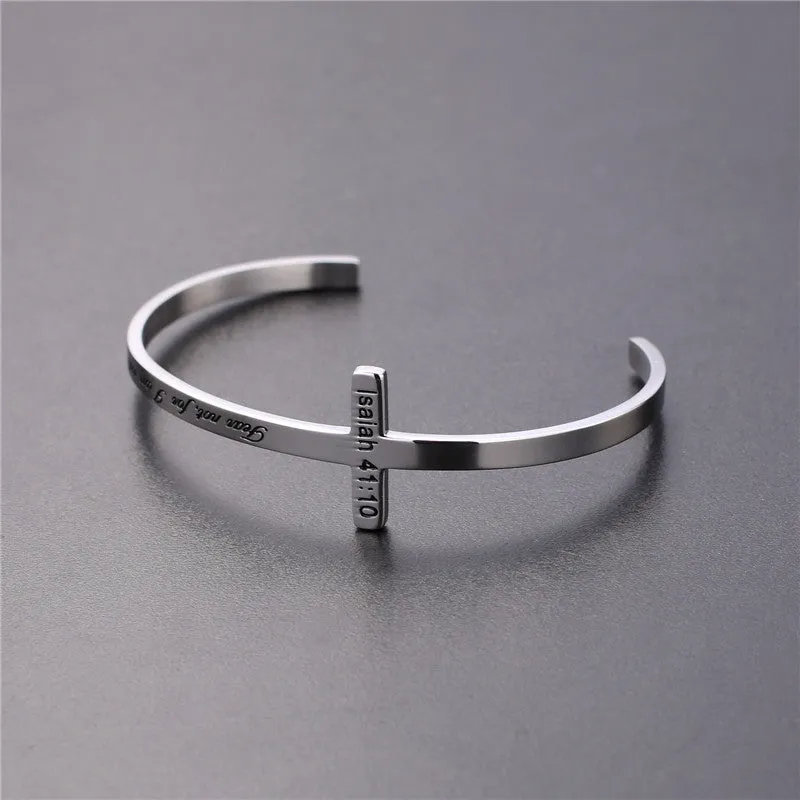 Titanium Steel Bible Verse Cross Bracelet