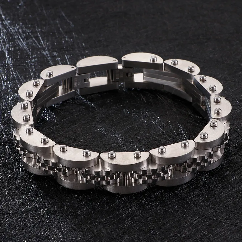 Titanium Steel Bicycle Chain Bracelet for Men - Personalized Gold Stainless Steel Fashion Jewelry